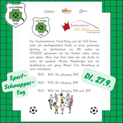 🍀 Liebe Eltern der Kids aus den Jahrgängen 2016-2019,