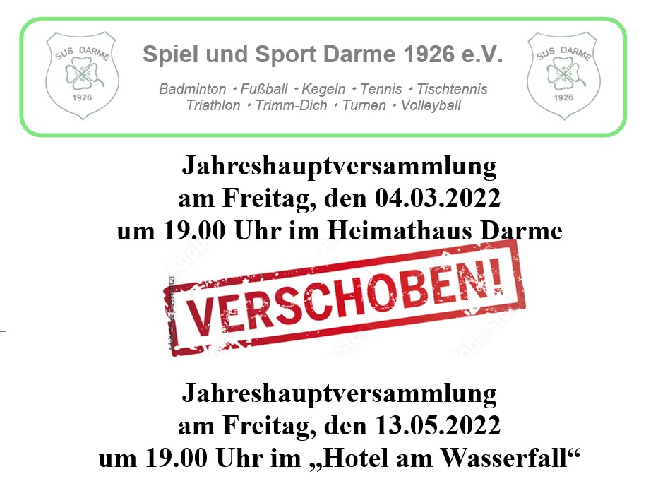 Jahreshauptversammlung 2022 SuS Darme